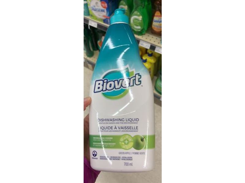 Biovert Dishwashing Liquid, Green Apple, 700 mL