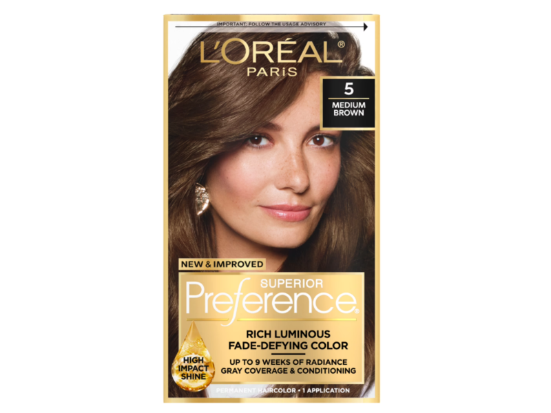 L'Oreal Paris Superior Preference Permanent Hair Color, 5 Medium Brown, 1 Application