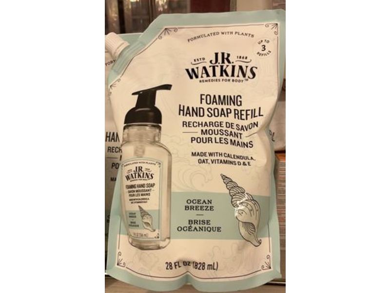 J.R. Watkins Foaming Hand Soap Refill, Ocean Breeze, 28 fl oz/828 mL