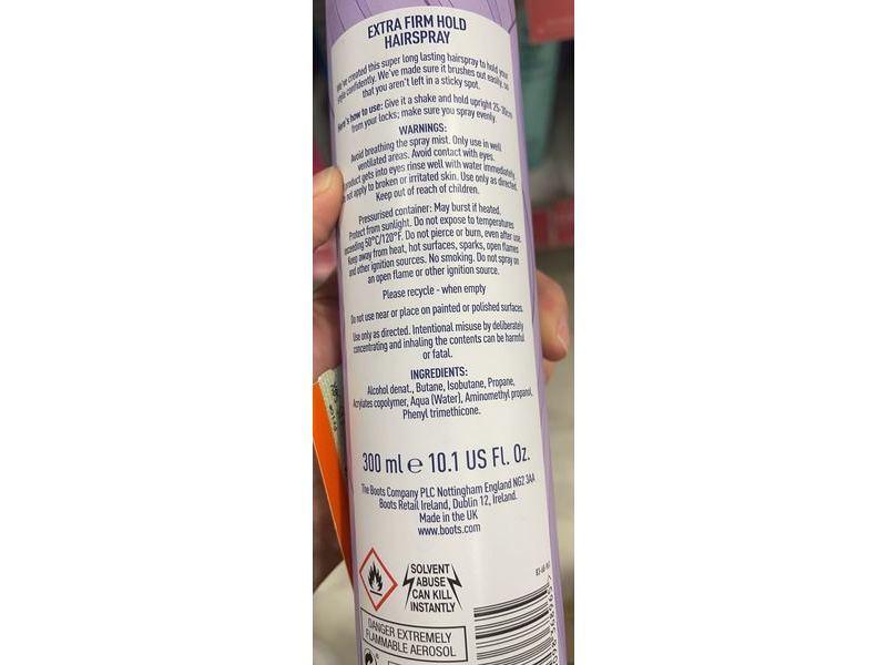 Boots Extra Firm Hold Hairspray, You've Got Style, Unperfumed, 10.1 fl oz/300 mL