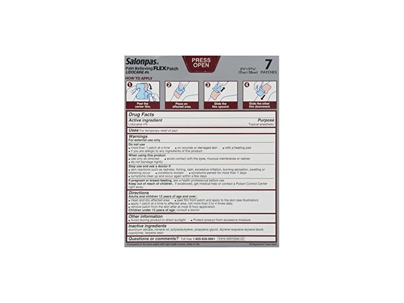 Salonpas Lidocaine Pain Relieving Flex Patch, 7 Patches