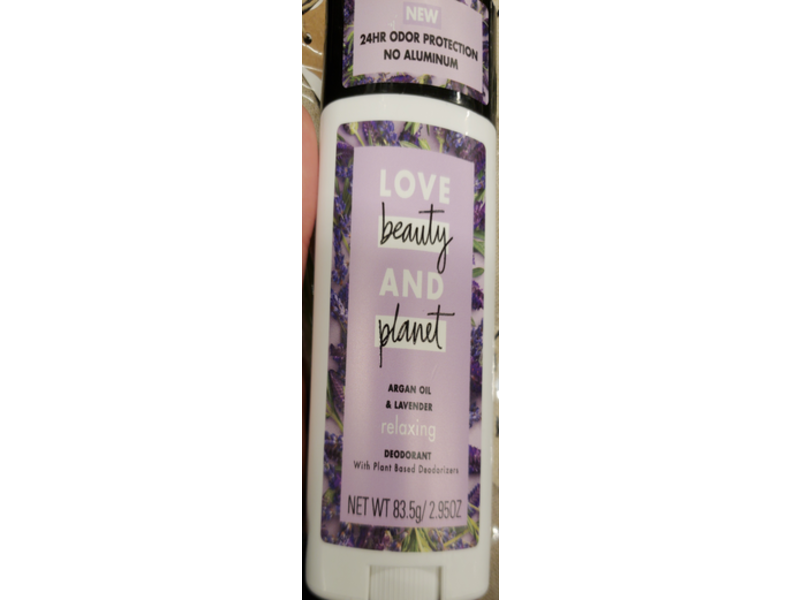 Love Beauty And Planet Aluminum-free Deodorant, Argan Oil & Lavender, 2.95 oz/83.5 g