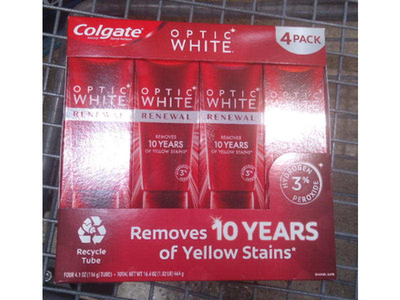 Colgate Optic White Toothpaste, Renewal, 16.4 oz/464 g, Pack Of 4