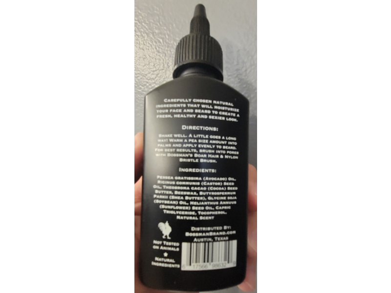 Bossman Jelly Beard Oil, Naked Scent, 4 oz/120 mL