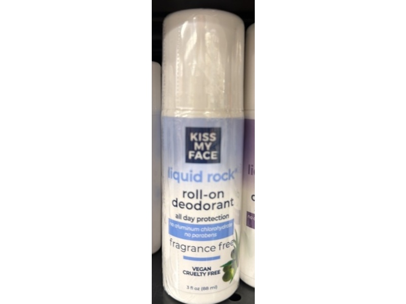 Kiss My Face Liquid Rock Roll-On Deodorant, Fragrance Free, 3 fl oz/88 mL.