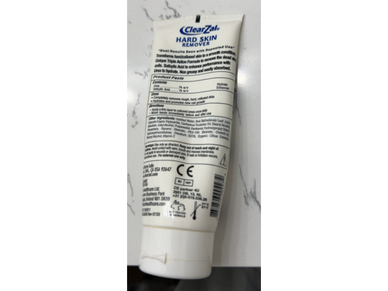 Clearzal Hard Skin Remover Foot Cream, 3.4 fl oz/100 g