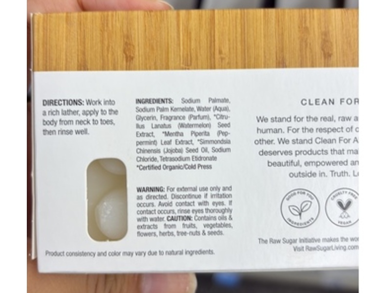 Raw Sugar Eco Body Bar, Watermelon + Fresh Mint, 5 oz/142 g