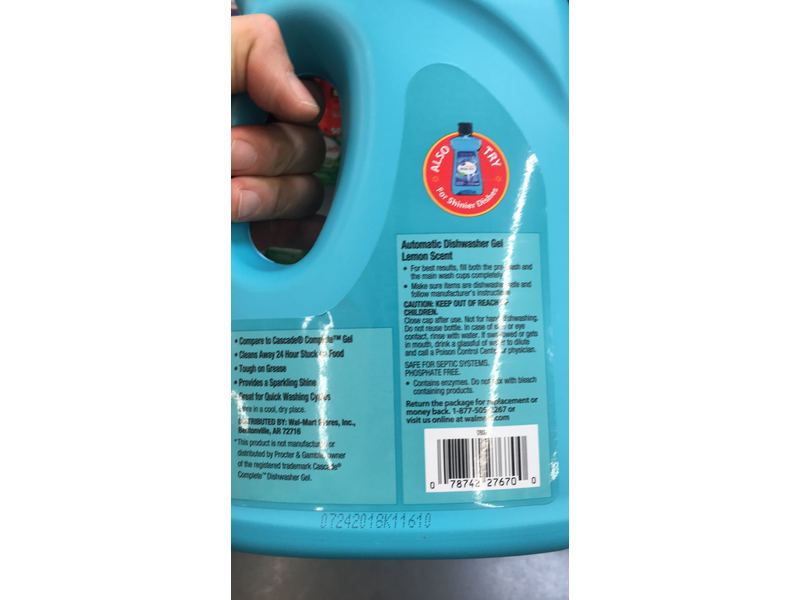 Great Value Automatic Dishwasher Gel, Lemon Scent, 75 oz