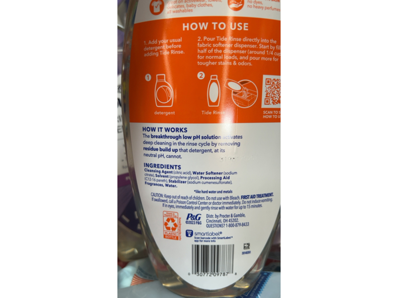 Tide Clean Boost Fabric Rinse, Original, 48 fl oz/1.43 L