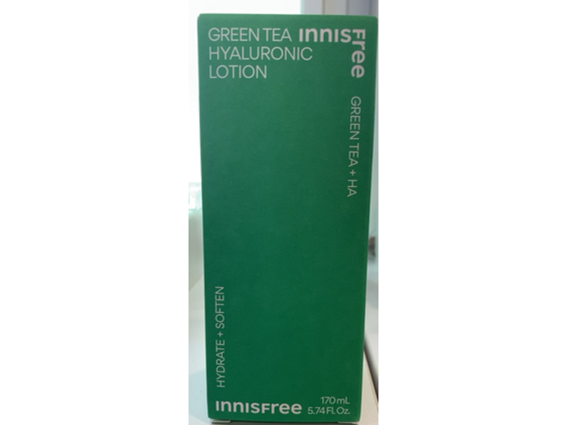 Innisfree Hydrate + Soften Lotion, Green Tea + Hyaluronic, 5.74 fl oz/170 mL