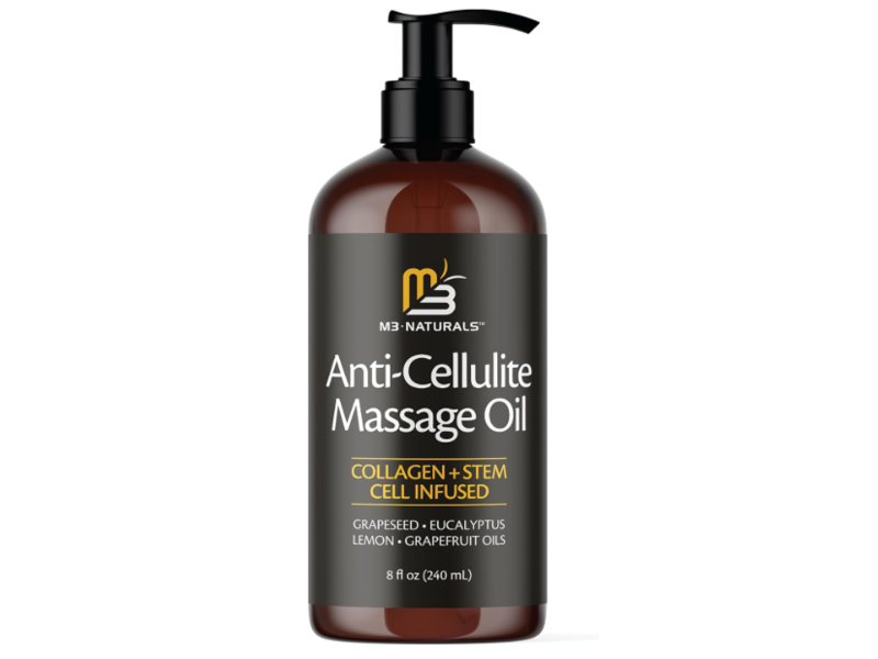 M3 Naturals Anti-Cellulite Massage Oil, Collagen + Stem Cell Infused, 8 fl oz/ 240 mL