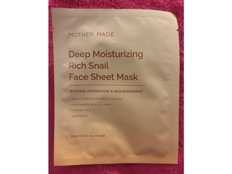 Mother Made Deep Moisturizing Rich Snail Face Sheet Mask, 0.74 fl oz/22 mL