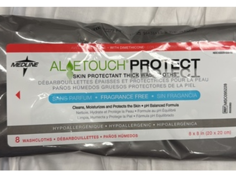 Medline Aloetouch Protect Skin Protectant Thick Washcloths, Fragrance Free, 8 Count