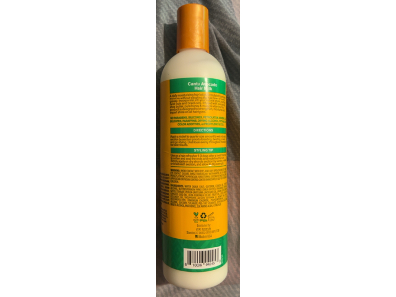 Cantu Hydrating Hair Milk, Avocado Oil + Shea Butter & Pure Honey, 12 fl oz/355 mL