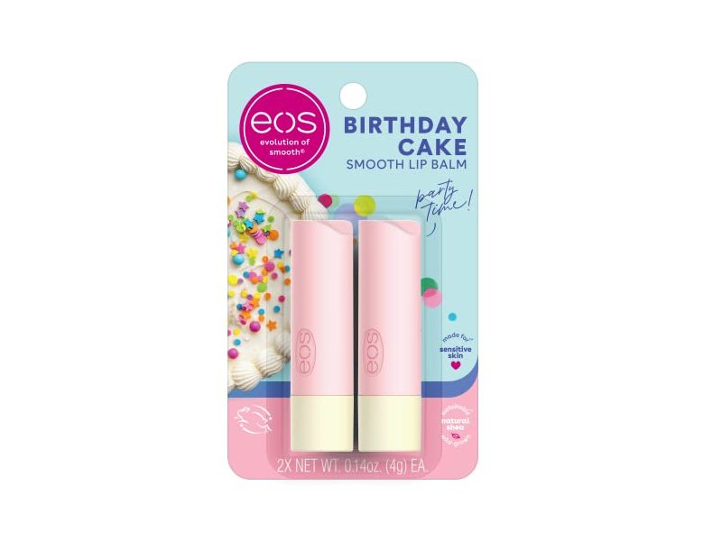 EOS Lip Balm, Birthday Cake, 0.14 oz/4 g, Pack Of 2