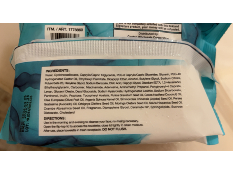 Kirkland Signature Daily Makeup Remover Towelettes, 30 Count