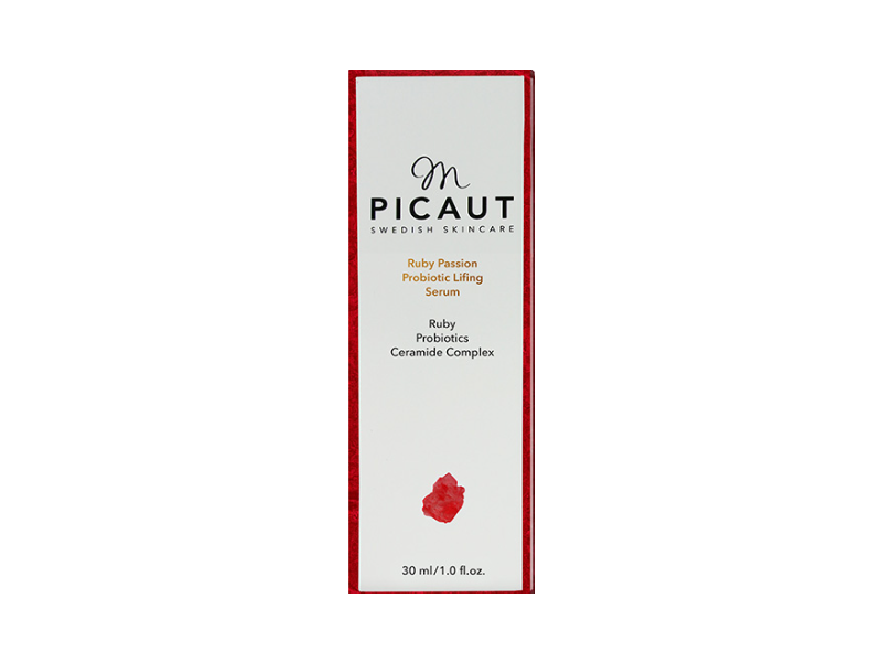 M Picaut Swedish Skincare Ruby Passion Probiotic Lifting Serum, 1 fl oz/30 mL