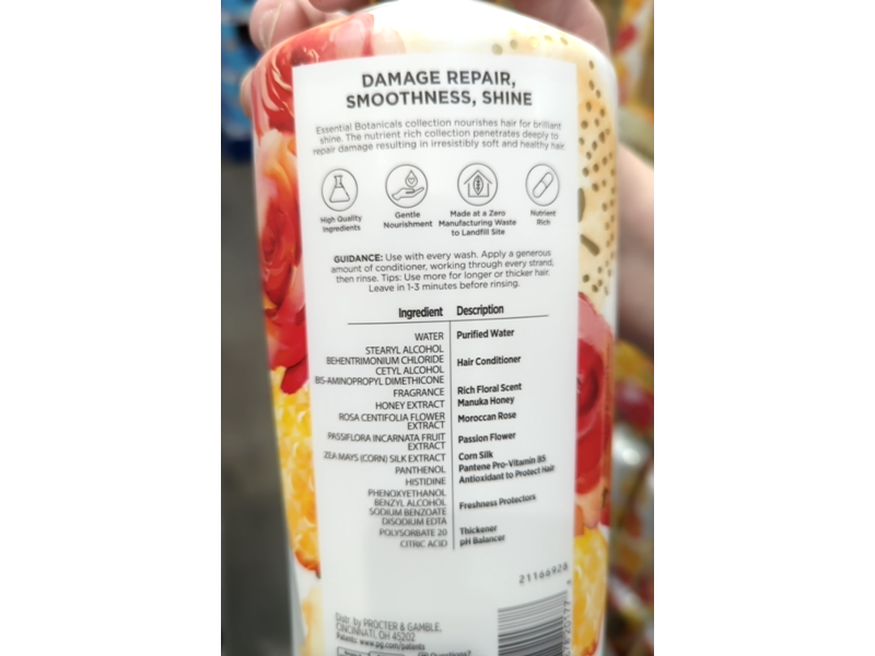 Pantene Moisturizing Conditioner, Moroccan Rose & Manuka Honey, 38.2 fl oz/1.13 L