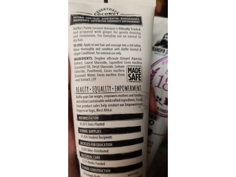 Alaffia Shampoo, Purely Coconut, Coconut & Ginger, 8 fl oz/236 mL