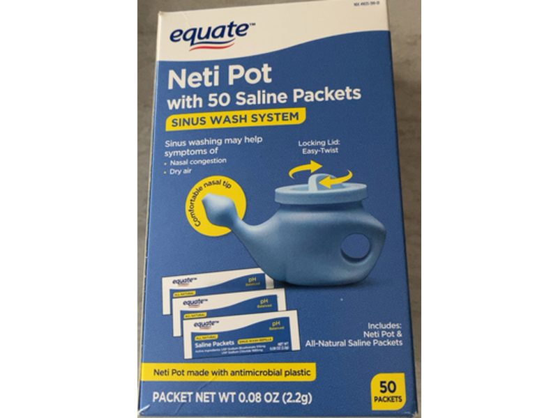 Equate Sinus Wash System, Neti Pot, 50 Packets, 0.08 oz/ 2.2 g