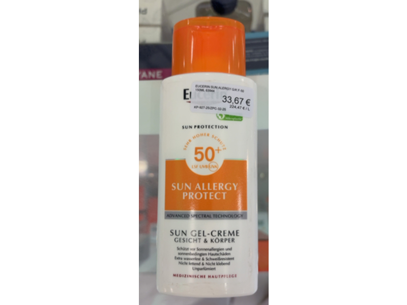 Eucerin Sun Allergy Protect Sun Gel-Cream, SPF 50+, 150 mL