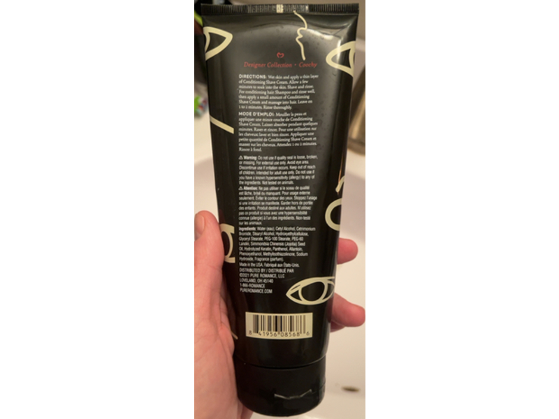 Pure Romance Conditioning Shave Cream, Dirty French, 8 fl oz/240 mL