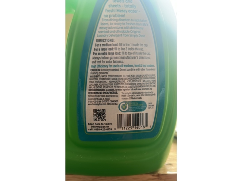 Simply Done Original Ultra Laundry Detergent, Fresh Crisp Scent, 32 Loads, 50 fl oz/1.47 L