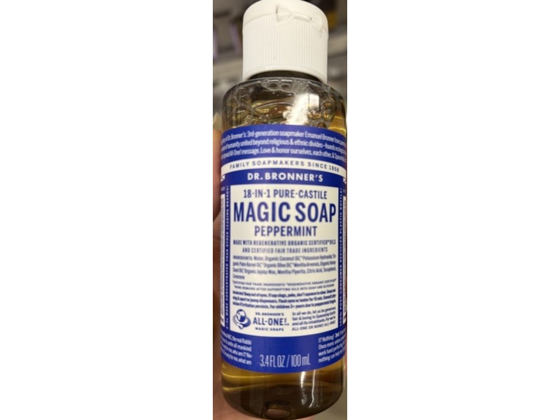 Dr. Bronner’s Magic Soap, Peppermint, 3.4 fl oz/100 mL