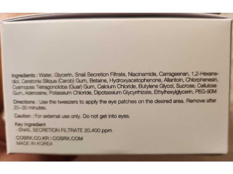Cosrx Advanced Snail Hydrogel Eye Patch, 3.17 oz, 60 Patches