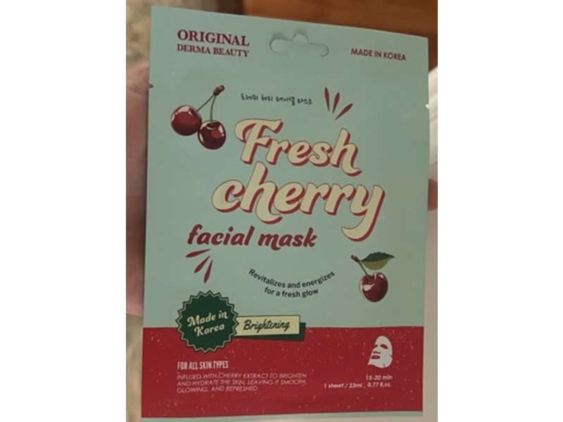 Original Derma Beauty Facial Mask, Fresh Cherry, 0.77 fl oz/23 mL