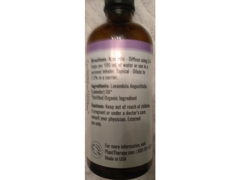 Plant Therapy Essential Oil, Organic Lavender, 3.3 fl oz/100 mL