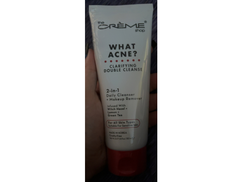 The Creme Shop What Acne? 2-In-1 Daily Cleanser + Makeup Remover, Witch Hazel + Lemon + Green Tea, 5.07 fl oz/150 mL