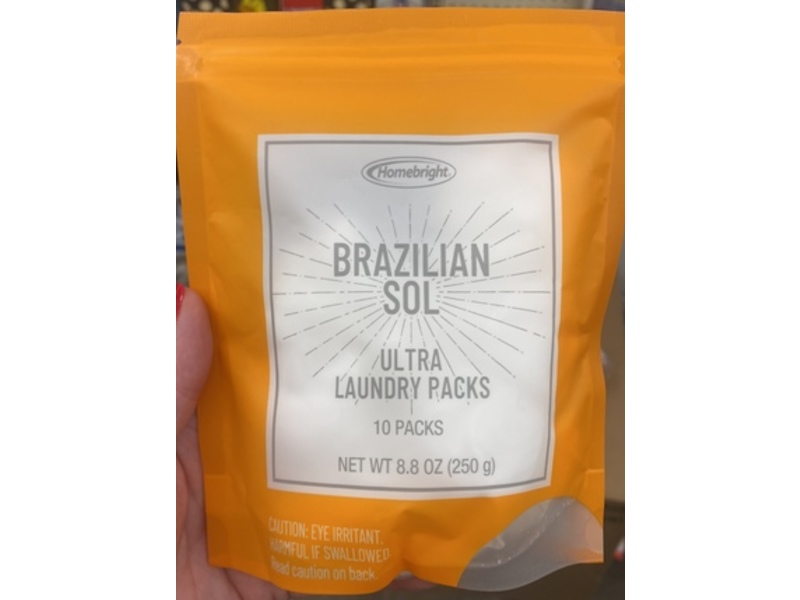 Homebright Brazilian Sol Ultra Laundry Packs, 8.8 oz/250 g, 10 Count