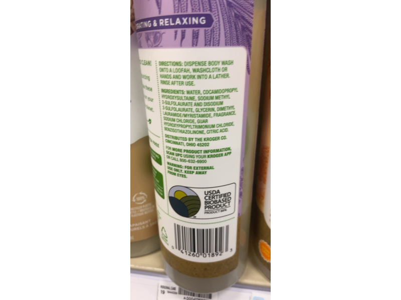 Simple Truth Gently Cleanses & Moisturizes Body Wash, Lavender Coconut, 16 fl oz/473 mL