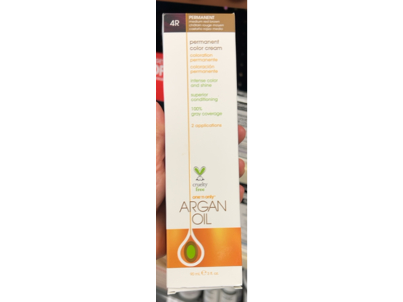 One n Only Permanent Color Cream, 4R Medium Red Brown, Argan Oil, 3 fl oz/90 mL