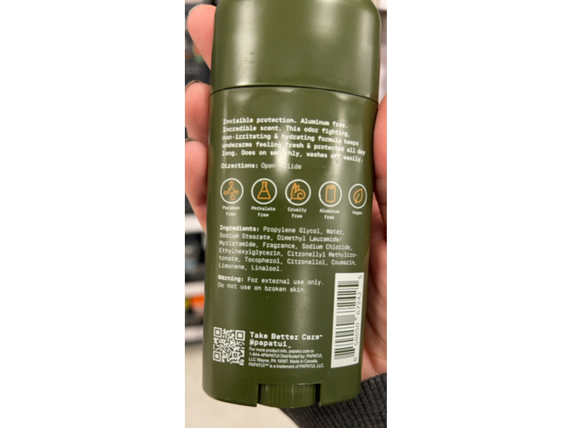 Papatui Deodorant, Sandalwood Suede, 2.6 oz/73 g