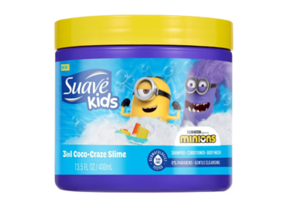 Suave Kids Minions 3 In 1 Coco-Craze Slime Shampoo + Conditioner + Body Wash, 13.5 fl oz/400 mL