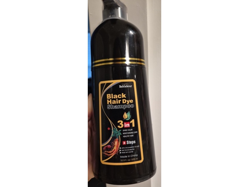 Bablabear Black Hair Dye Shampoo, 16.9 fl oz/500 mL