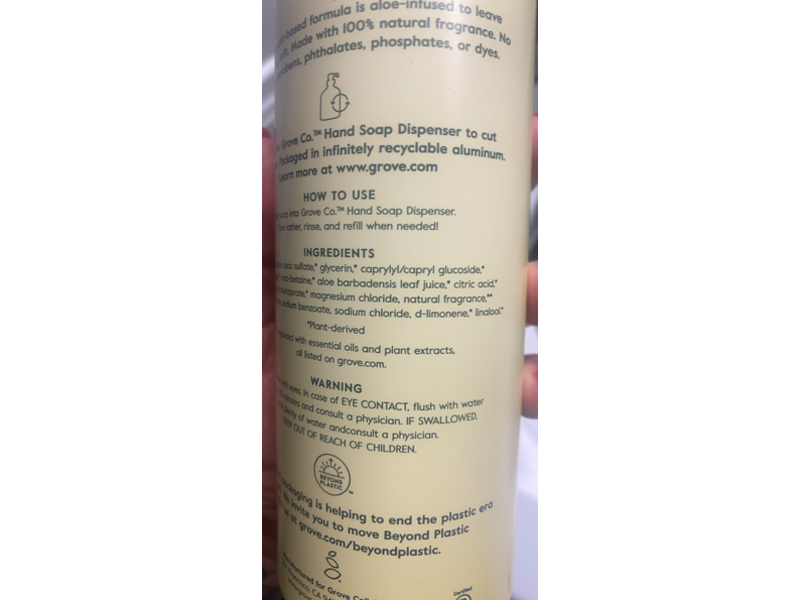 Grove Co. Hydrating Hand Soap, Wild Grass & Neroli, 13 fl oz/384 mL