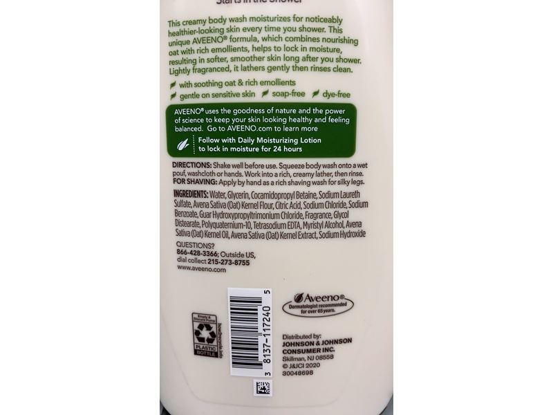 Aveeno Daily Moisturizing Body Wash, Light Fragrance, 33 fl oz/975 mL