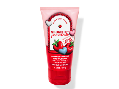 Bath & Body Works Strawberry Pound Cake Ultimate Hydration Body Cream, Shea Butter + Hyaluronic Acid, 2.5 oz/70 g