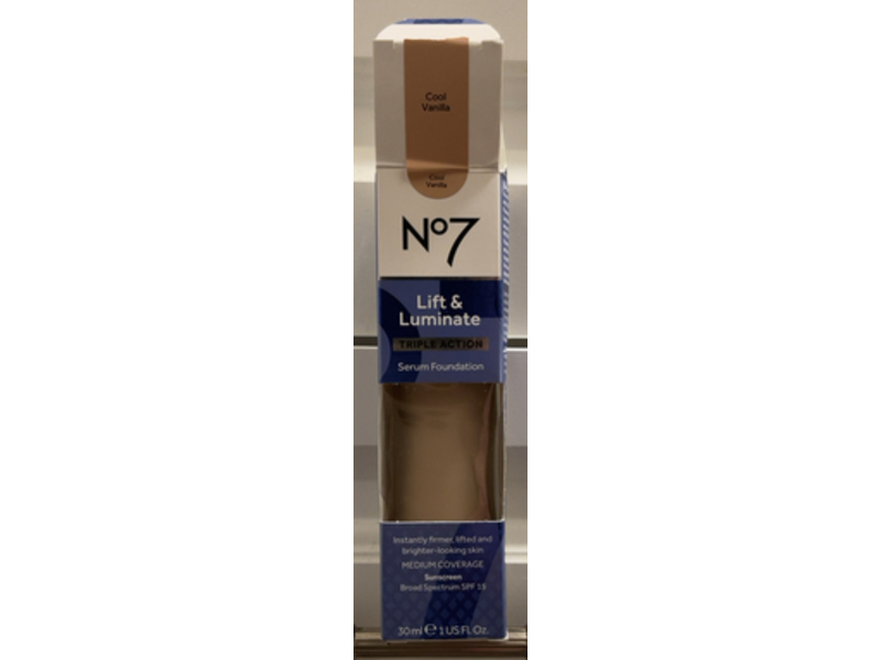 No 7 Lift & Luminate Serum Foundation, Cool Vanilla, SPF 15, 1 fl oz/30 mL