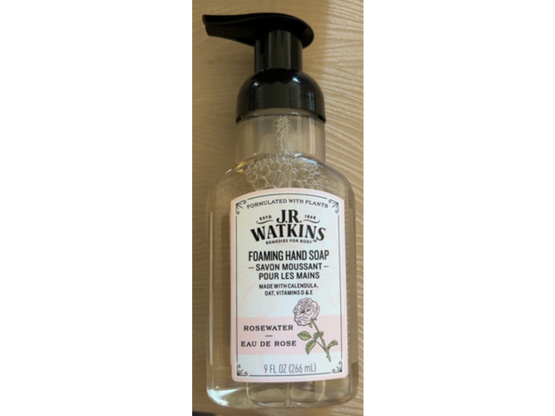 Jr Watkins Rose Water Foaming Hand Soap, Calendula, Oat, Vitamin D & E, 9 fl oz/266 mL, Pack Of 3