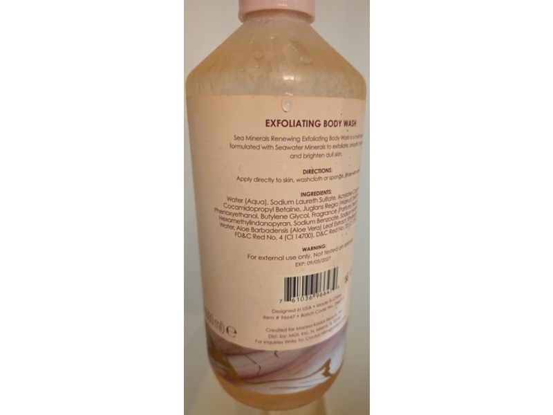 Manna Kadar Sea Minerals Exfoliating Body Wash, Pomegranate, 33.81 fl oz/1 L