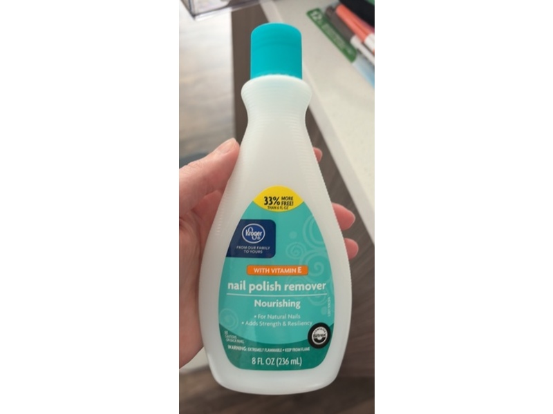 Kroger Nourishing Nail Polish Remover, Vitamin E, 8 fl oz/236 mL