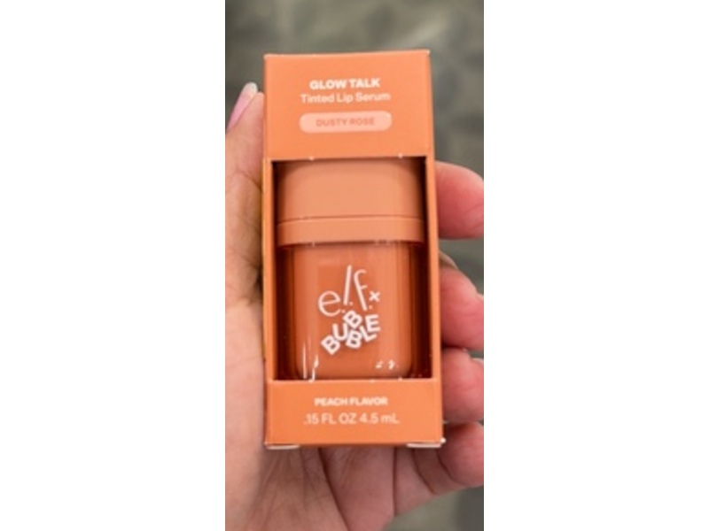 e.l.f Cosmetics Bubble Glow Talk Tinted Lip Serum, Dusty Rose, Peach Flavor, 0.15 fl oz/4.5 mL
