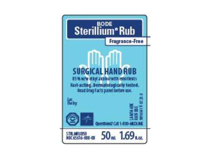 Bode Sterillium Surgical Hand Rub, Fragrance Free, 1.69 fl oz/50 mL