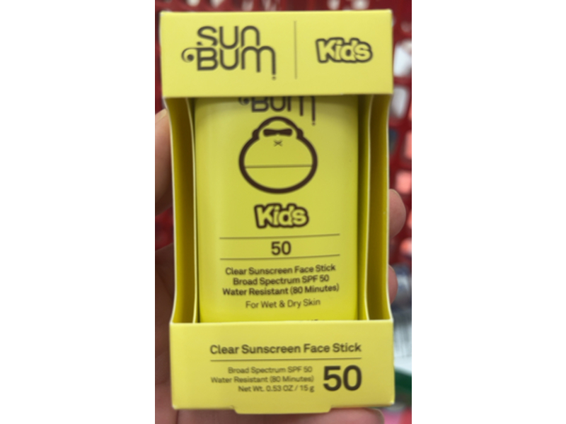 Sun Bum Kids Clear Sunscreen Face Stick, SPF 50, 0.53 oz/15 g