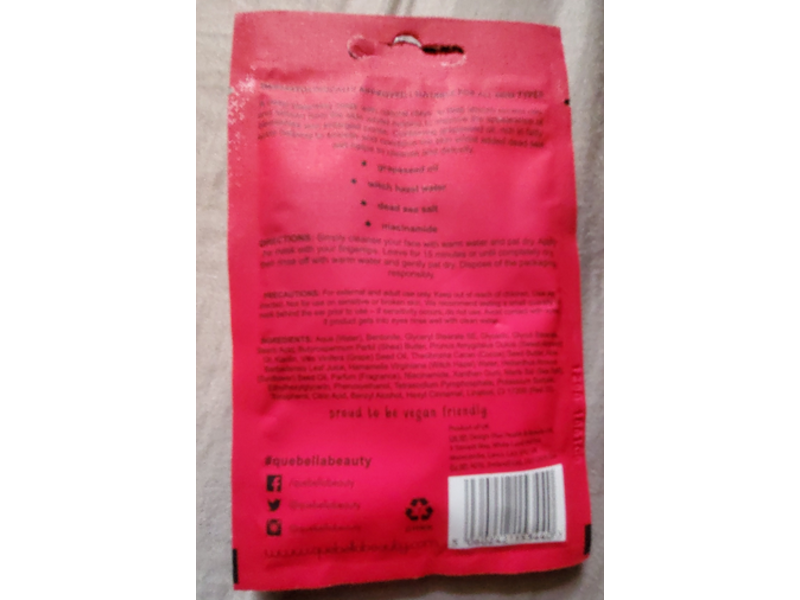 Que Bella Deep Cleansing Mud Mask, Pink Clay, 0.5 oz/15 g