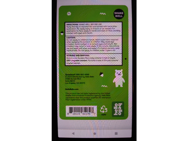 Hello Bello Mosquito Repellent, 6.7 fl oz/198 mL